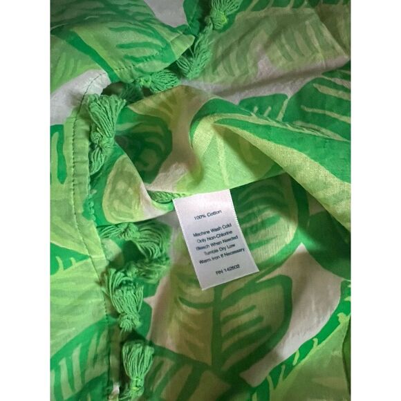 Sail to Sable Palm Print Kaftan with Tassel Trim Transparent XS - Picture 4 of 6